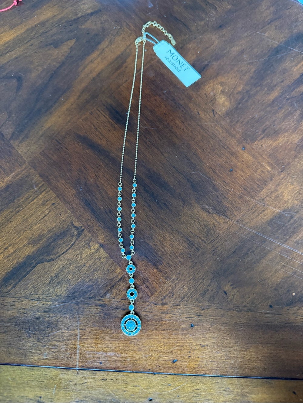 Monet Gold-Tone Necklace with Turquoise Discs